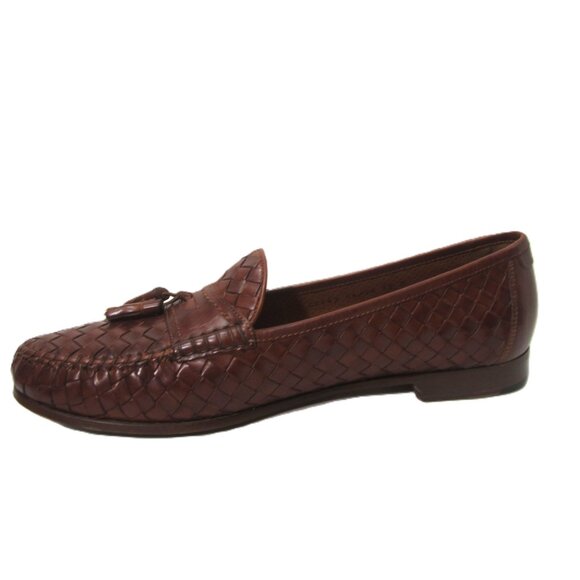 Allen Edmonds EUC Mens Size 12 M Made Italy Brown Leather Woven Tassel Loafers main image 12